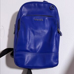 Coach Royal Blue Leather Men's Backpack